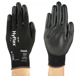 Ansell HyFlex 48-101 Black PU-Palm Light Work Gloves